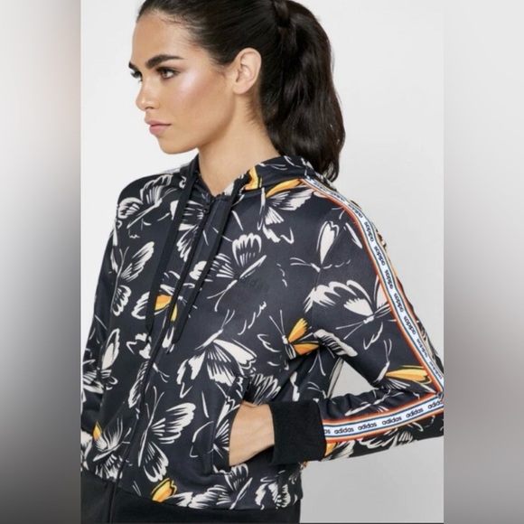 Adidas | FARM Rio HT Track Jacket Hoodie Butterfly Print Size Small - Picture 2 of 9